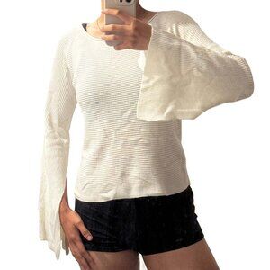 RAMY BROOK Women's White Neutral Cashmere Like Pullover Sweater Size Small